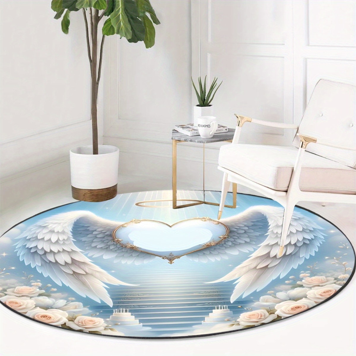Wholesale Commercial Printing - Tapete Circular Branco com Asas de